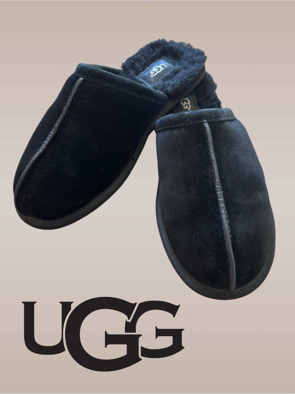 UGG Pearle Plush Black Slippers Women’s Size: 8 Cozy Soft Pearl Suede Slip Ons
